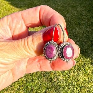 Silver Indian Ruby Earrings